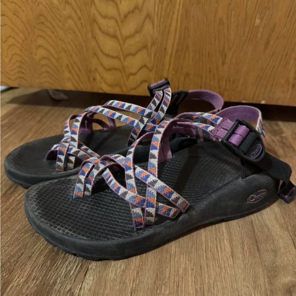 Chaco Sandals With Purple And White Straps